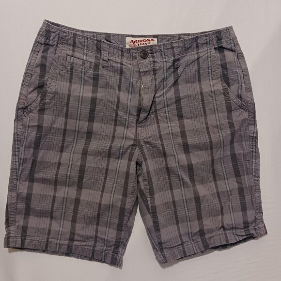 Arizona Jeans Co. Grey Plaid Cotton Shorts Men's Size 34 - Picture 1 of 6